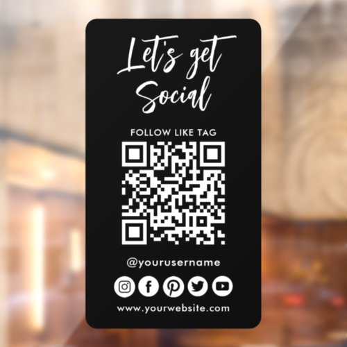 Modern Social Media QR Code Connect With Us Window Cling