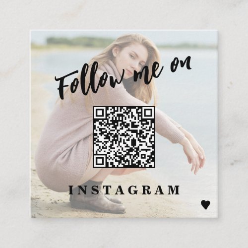 Modern social media QR CODE custom photo Square Business Card