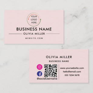 Modern Social Media QR Code Minimalist Portrait Business Card