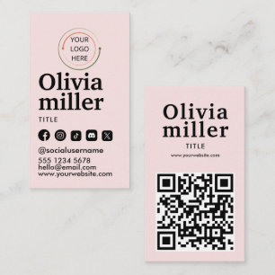 Modern Social Media QR Code Minimalist Portrait Business Card