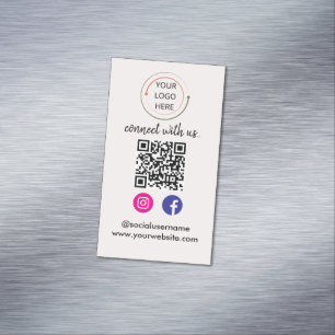 Modern Social Media QR Code Minimalist Portrait Business Card Magnet
