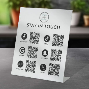 Modern Social Media QR Pedestal Sign