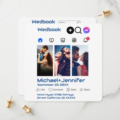 Modern Social Media_Themed Photo QR Code Wedding Save The Date