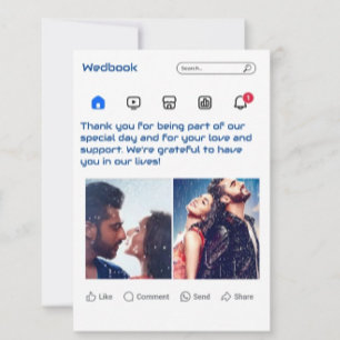 Modern Social Media-Themed Photo Wedding  Thank You Card