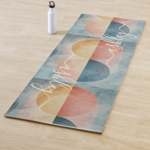 Modern Soft Beach Colors Abstract Monogram Yoga Mat
