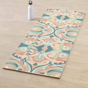 Modern Soft Beach Colors Abstract Mosaic Monogram Yoga Mat
