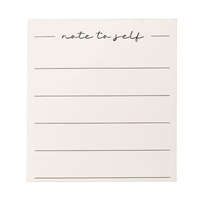 Modern Soft Beige Script LIned  Notepad (Front)