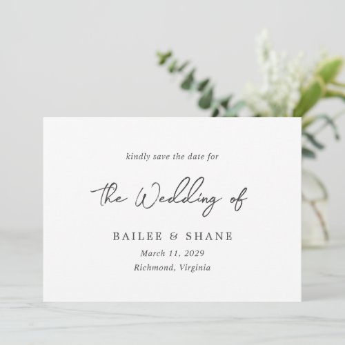 Modern Soft Black Elegant Wedding Save The Date