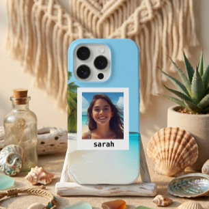 Modern Soft Blue Beach Minimal Custom Photo Design iPhone 15 Pro Case