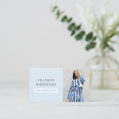 Modern soft blue fashion stylist actor model photo business card (Standing Front)