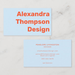 Modern Soft Blue Orange Bold Simple Creative Business Card
