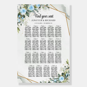 Modern soft blue roses greenery 19 tables wedding foam board