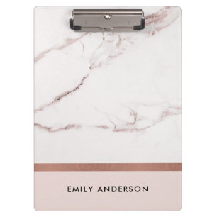 MODERN SOFT BLUSH PINK ROSE GOLD MARBLE TEXTURE CLIPBOARD