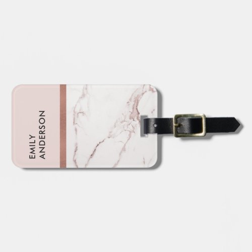 MODERN SOFT BLUSH PINK ROSE GOLD MARBLE TEXTURE LUGGAGE TAG