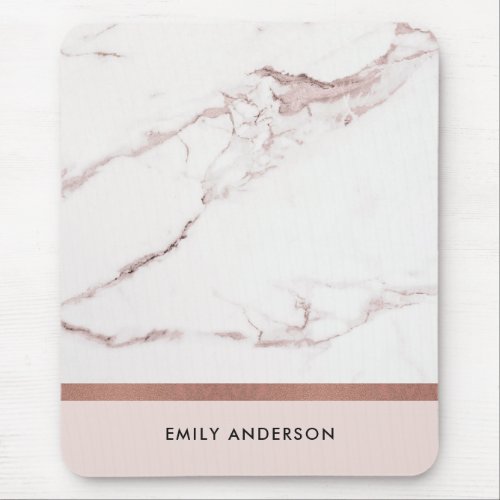 MODERN SOFT BLUSH PINK ROSE GOLD MARBLE TEXTURE MOUSE PAD