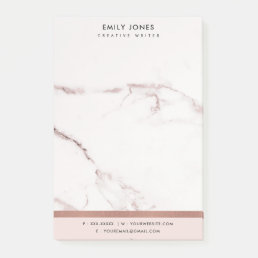 MODERN SOFT BLUSH PINK ROSE GOLD MARBLE TEXTURE POST-IT NOTES