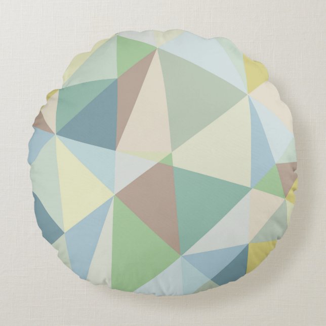 Modern Soft Colors Geometric Pattern Round Pillow (Front)