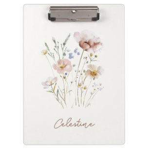 Modern Soft Floral Custom Name Clipboard