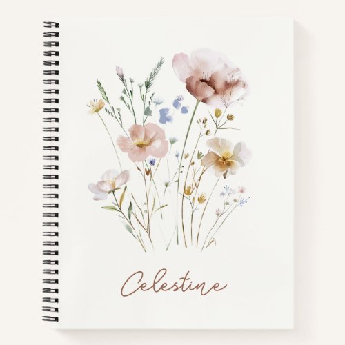 Modern Soft Floral Personalized Notebook