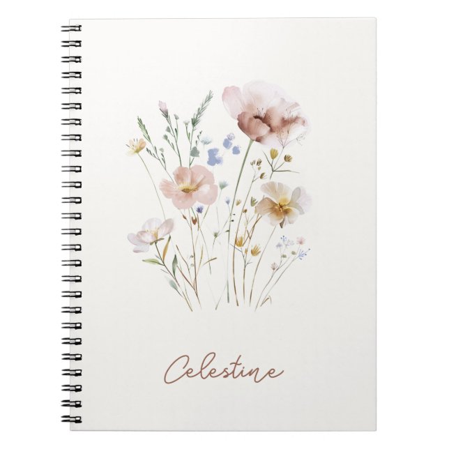 Modern Soft Floral Personalized Notebook (Front)