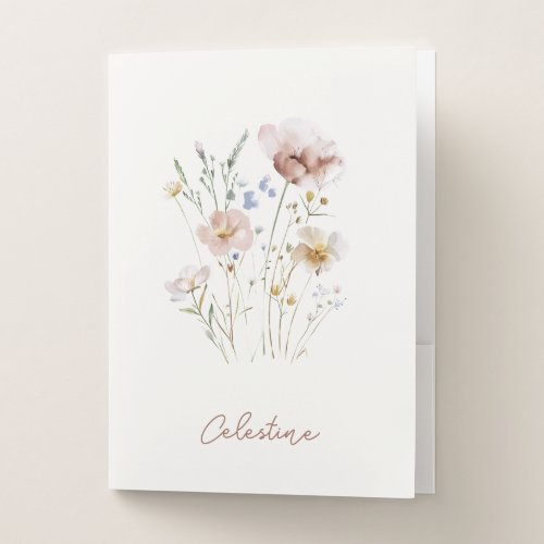 Modern Soft Floral Personalized Pocket Folder