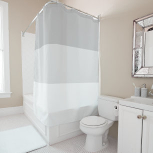 Modern Soft Gray Wide Monochromatic Stripes Shower Curtain