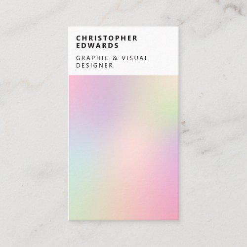 Modern soft holographic gradient white abstract business card