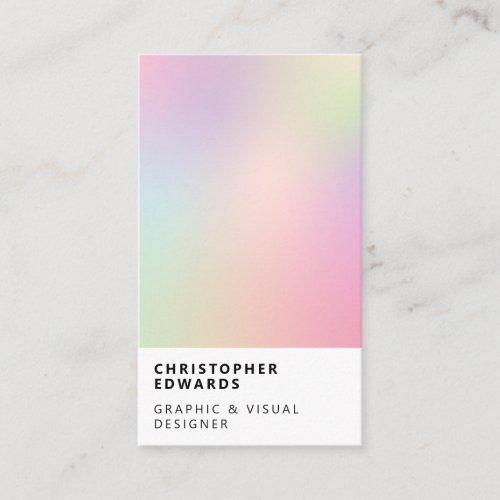 Modern soft holographic gradient white minimalist business card