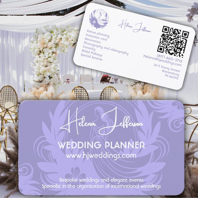 Modern Soft Lavender Motif Logo Wedding Planner Business Card (Creator Uploaded)