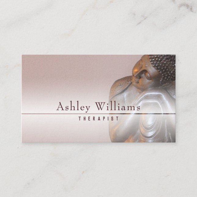 Modern Soft Mauve Peaceful Healing Buddha Business Card (Front)