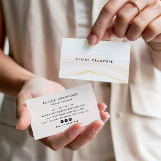 Modern soft pastel blush pink marble agate pattern business card