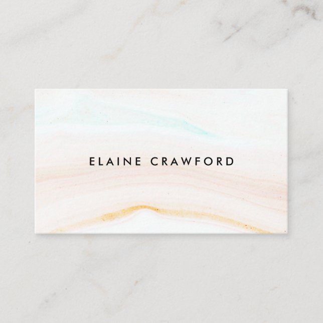 Modern soft pastel cream marble agate pattern business card (Front)