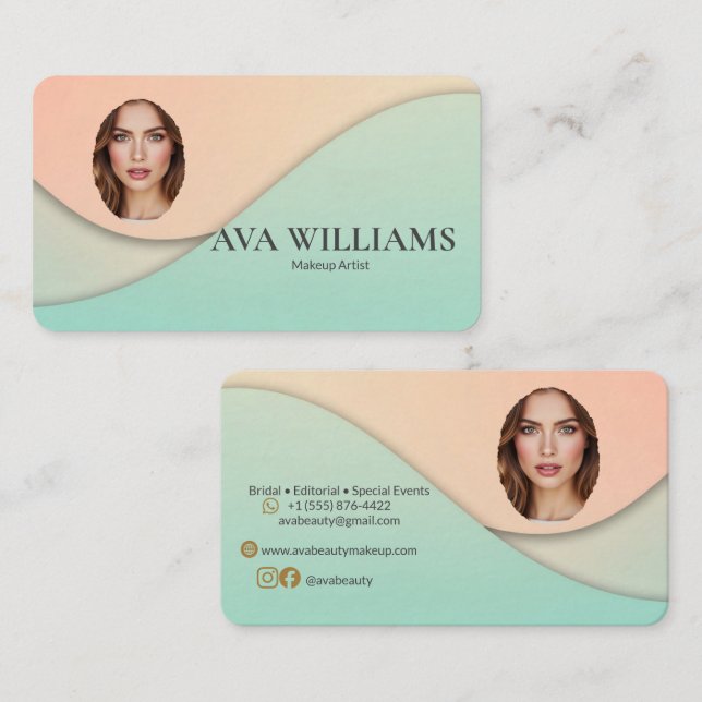 Modern Soft Pastel Makeup Artist Bridal  Business Card (Front/Back)