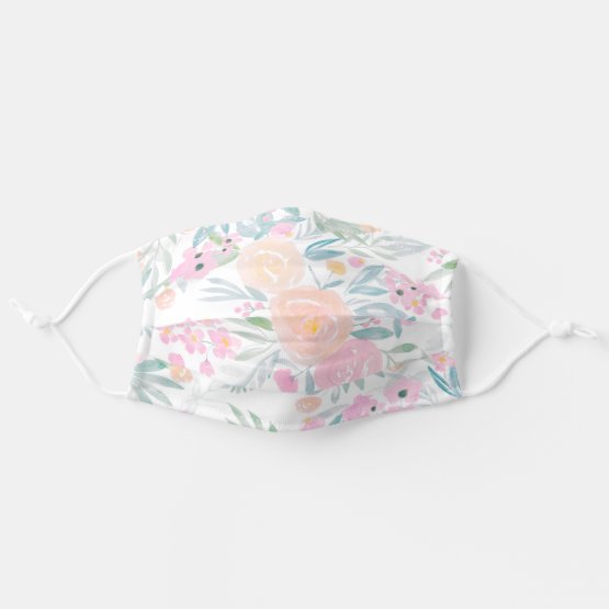 Modern soft pastel pink floral watercolor pattern face mask