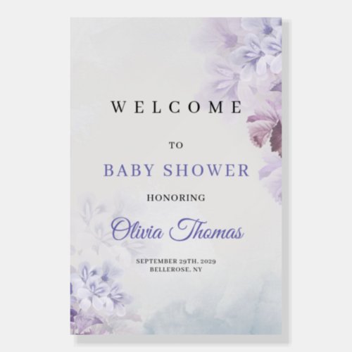 Modern soft pastel purple lilac spring baby shower foam board