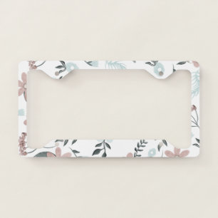 Modern soft pastels beige green floral pattern license plate frame