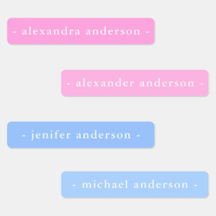 Modern Soft Pink and Blue Waterproof Name Labels