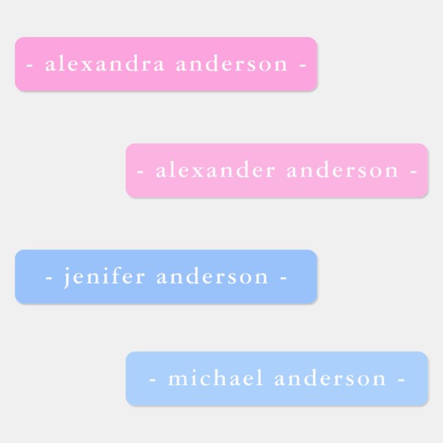 Modern Soft Pink and Blue Waterproof Name Labels (Group)