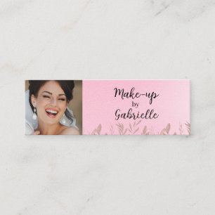 Modern Soft Pink Botanical Photo Script QR Code  Calling Card