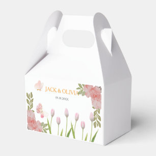 Modern soft pink floral & butterfly Summer Wedding Favor Boxes
