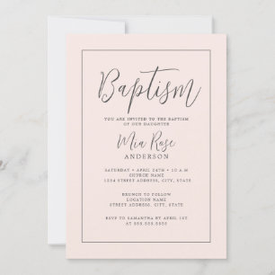 Modern Soft Pink Girl Baptism Invitation