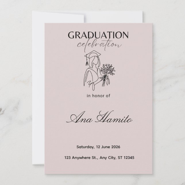 Modern Soft Pink Graduation Invitation (Front)