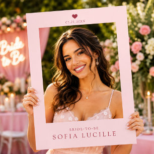 Modern Soft Pink Minimalist Bridal Shower Photo Selfie Frame