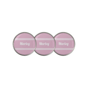 Modern Soft Pink & White Name Minimal Golf Ball Marker