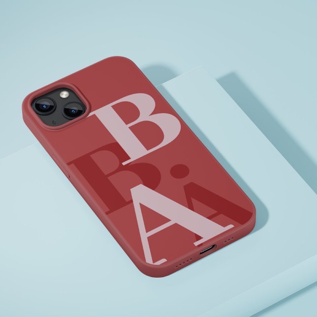 Modern Soft Red Pink initial minimal contemporary iPhone Case (Creator Uploaded)