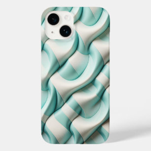 Modern Soft Teal and White Geometric Wave Phone Case-Mate iPhone 14 Case