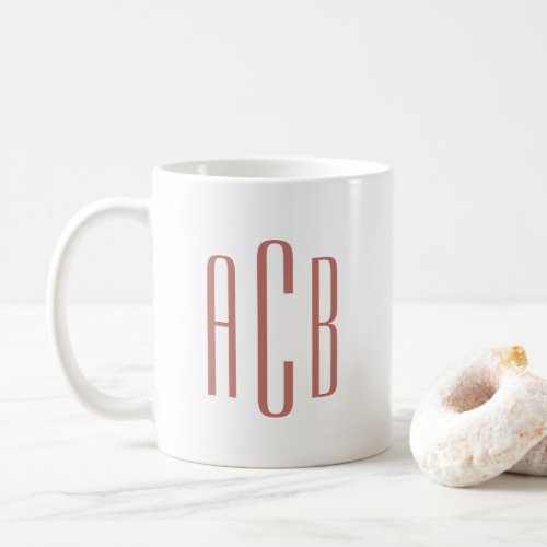 Modern Soft Terracotta Three Letter Monogram Coffee Mug
