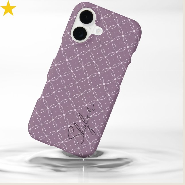 Modern Soft Violet Circle Tiles Custom Name  iPhone Case (Creator Uploaded)