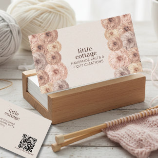 Modern Soft Watercolor Yarn Ball Knitting Crochet Business Card