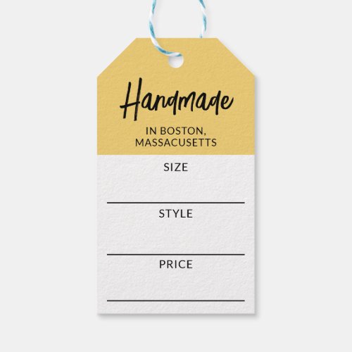 Modern Soft Yellow Handmade Size &amp; Price Tag